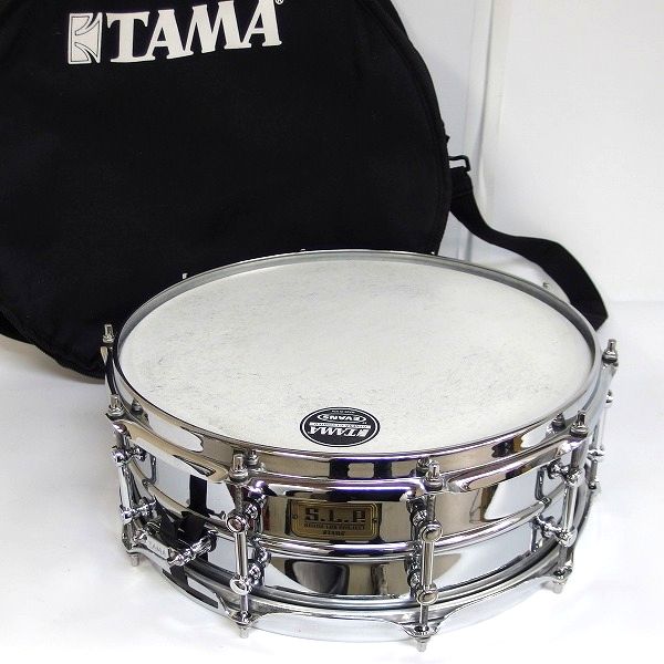 実際に弊社で買取させて頂いた★TAMA/タマ S.L.P Steel Shell/スチールシェル スネアドラム 14x5 ソフトケース付の画像 0枚目