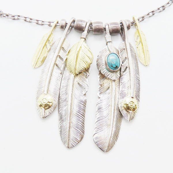 実際に弊社で買取させて頂いた【証明書】FIRST ARROWS/ファーストアローズ K18 ターコイズ フェザーネックレスの画像 1枚目