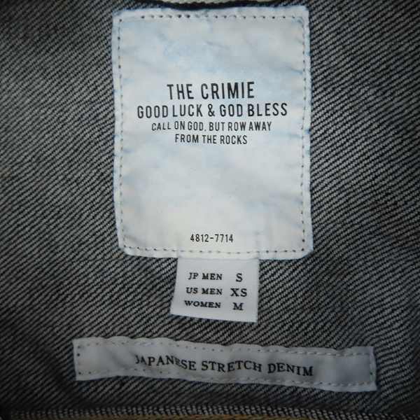 実際に弊社で買取させて頂いた【未使用】THE CRIME/クライミー セルビッジ デニムジャケット CRA-02A1-JK01/Sの画像 2枚目