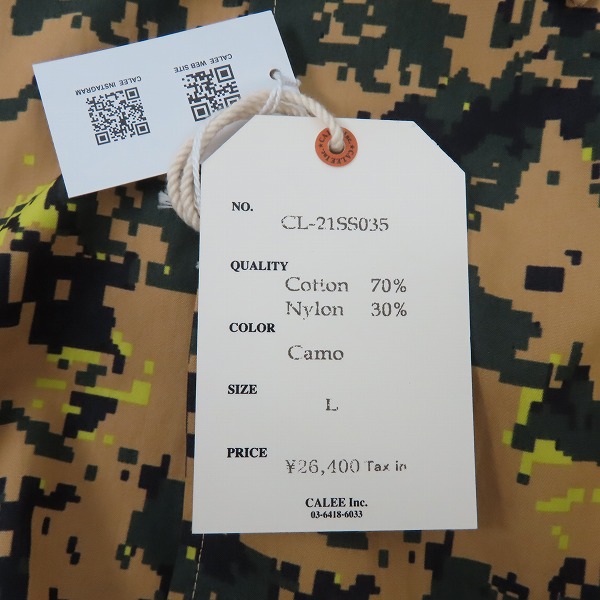 実際に弊社で買取させて頂いた【未使用】CALEE/キャリー C/N Digital Camouflage S/S Shirt Jacket デジカモシャツジャケット CL-21SS035/Lの画像 5枚目