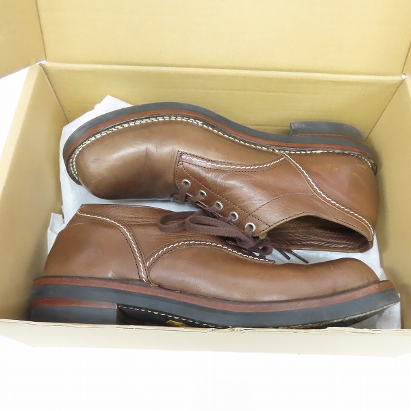 実際に弊社で買取させて頂いたTHE FLAT HEAD/フラットヘッド 馬革/ホースハイド レザー ローカット ブーツ ブラウン SLB-01 /26.5の画像 7枚目