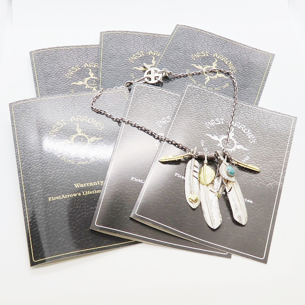 実際に弊社で買取させて頂いた【証明書】FIRST ARROWS/ファーストアローズ K18 ターコイズ フェザーネックレスの画像 9枚目