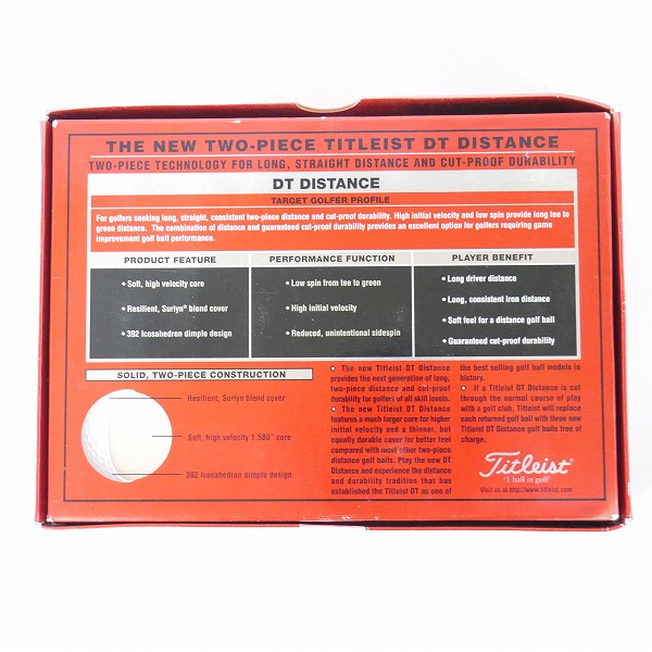実際に弊社で買取させて頂いた【未使用】Titleist/タイトリスト DT DISTANCE ゴルフボール 1ダースの画像 3枚目