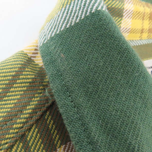 実際に弊社で買取させて頂いたCALEE/キャリー コットン チェックシャツ グリーン×イエロー/Lの画像 4枚目