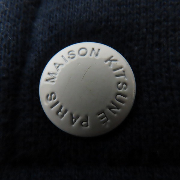 実際に弊社で買取させて頂いたMAISON KITSUNE/メゾンキツネ バック刺繍ブルゾン スタジャン ネイビー×グレー KML-1551-B/Lの画像 7枚目