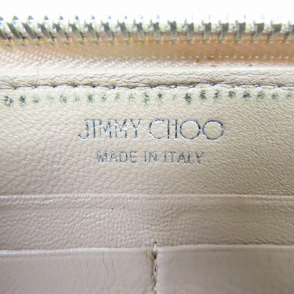 実際に弊社で買取させて頂いたJIMMY CHOO/ジミーチュウ スタースタッズ レザー ラウンドファスナー長財布の画像 5枚目