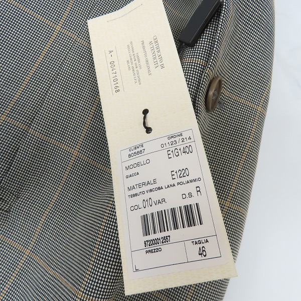 実際に弊社で買取させて頂いた【未使用】GIORGIO ARMANI/ジョルジオアルマーニ 3B サマージャケット E1G1400 46の画像 6枚目