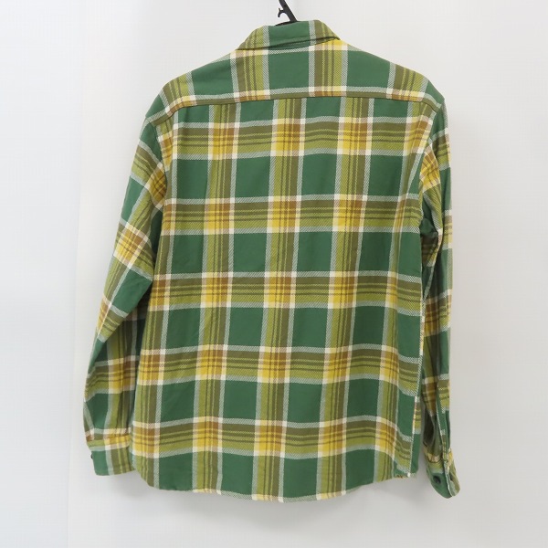 実際に弊社で買取させて頂いたCALEE/キャリー コットン チェックシャツ グリーン×イエロー/Lの画像 1枚目