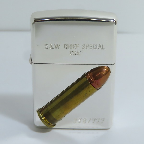 実際に弊社で買取させて頂いたZIPPO/ジッポー S&W CHIEF SPECIAL USA/スミス&ウェッソン銃弾/弾丸 メタル貼り 1995年製の画像 1枚目