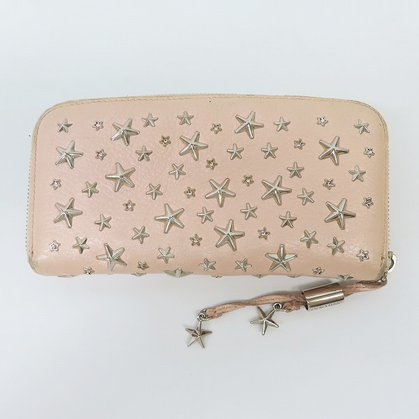 実際に弊社で買取させて頂いたJIMMY CHOO/ジミーチュウ スタースタッズ レザー ラウンドファスナー長財布の画像 1枚目