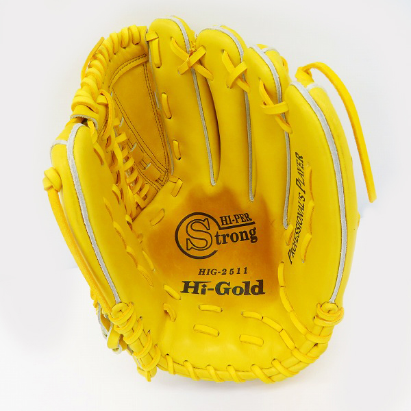 実際に弊社で買取させて頂いたHI-GOLD/ハイゴールド HIPER Strong ハイパーストロング 硬式 内野手用 グローブ/HIG-2511の画像 2枚目