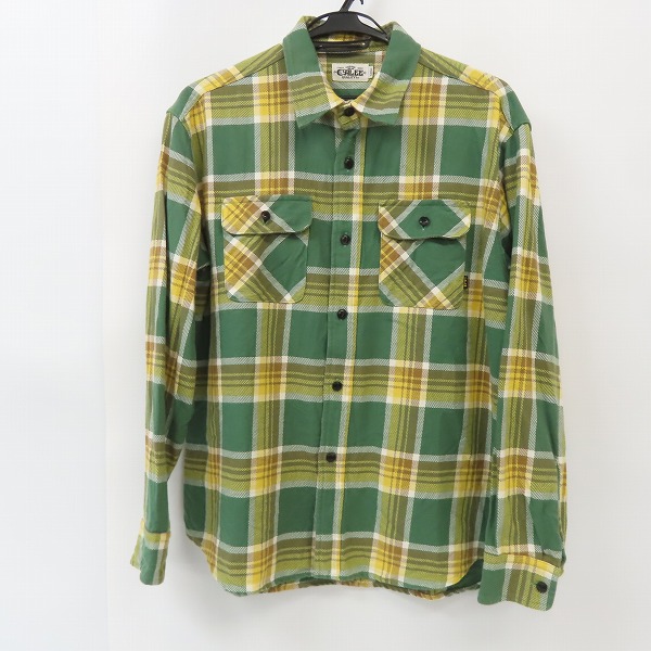 実際に弊社で買取させて頂いたCALEE/キャリー コットン チェックシャツ グリーン×イエロー/L