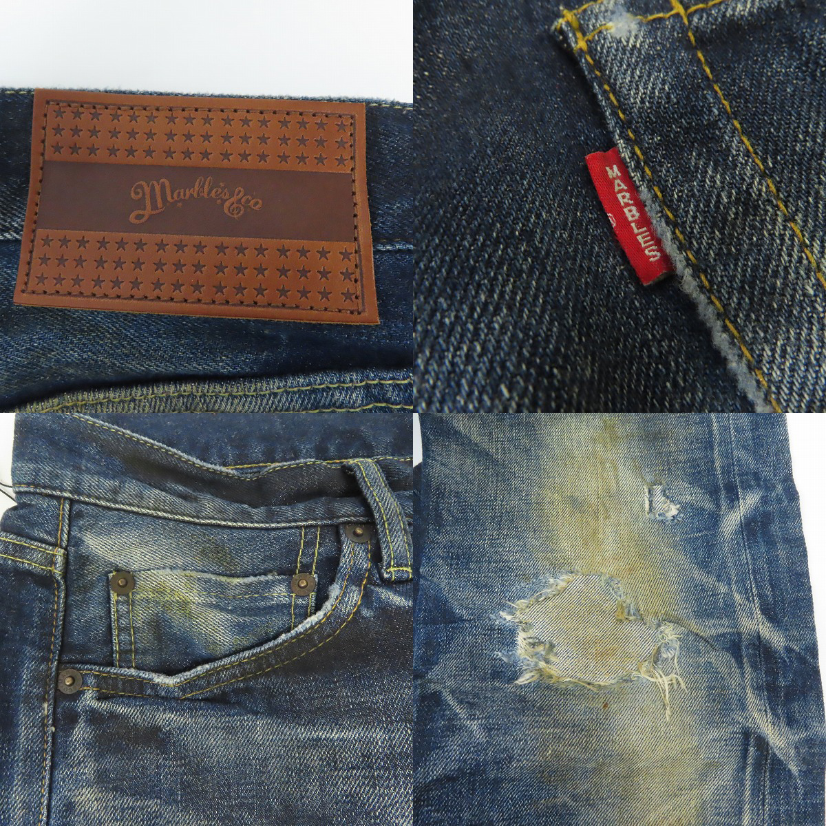 実際に弊社で買取させて頂いた【未使用】MARBLES/マーブルズ ダメージ/リペア加工 デニムパンツ MPT-A1502B/Lの画像 7枚目