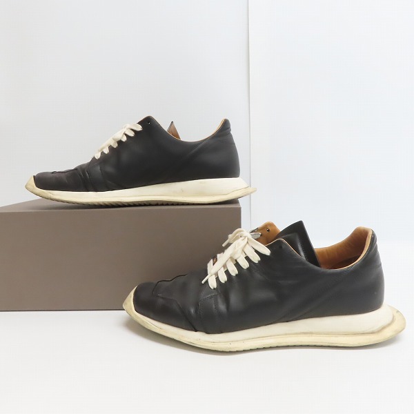 実際に弊社で買取させて頂いたRick Owens/リックオウエンス Oblique Lace Up Runner レザースニーカー RU18F1810/42の画像 3枚目