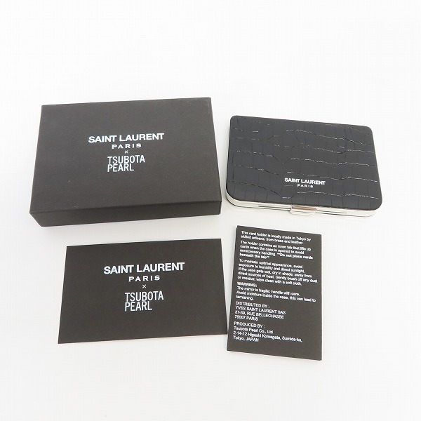 実際に弊社で買取させて頂いたSAINT LAURENT PARIS×TSUBOTA PEARL/サンローランパリ×坪田パール クロコダイルエンボスレザー カードホルダーの画像 6枚目