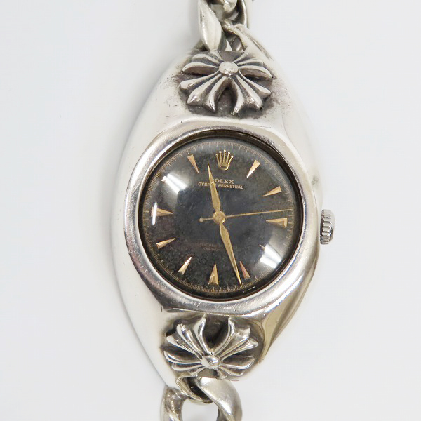 実際に弊社で買取させて頂いたCHROME HEARTS×ROLEX/クロムハーツ×ロレックス オイスターパーペチュアル クラシックリンク ウォッチケースの画像 1枚目
