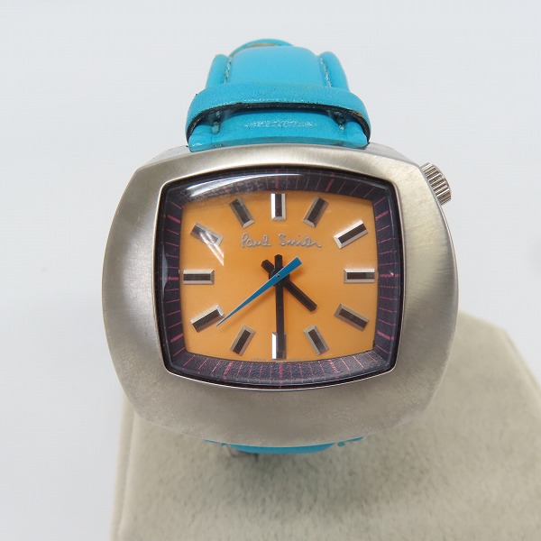 実際に弊社で買取させて頂いたPaul Smith/ポールスミス AUTOMATATIC 自動巻き スクエア文字盤 アナログ腕時計 ブルー/6628-664639