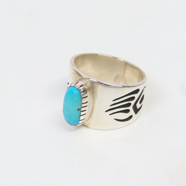 実際に弊社で買取させて頂いたHopi/ホピ族 Marcus Coochwikvia/マーカス クーチウクヴィア作 ベアークロー/ターコイズ リング 22号
