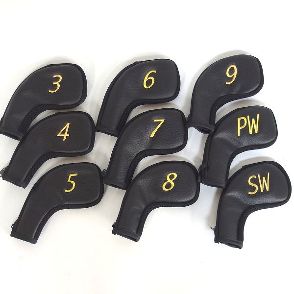 実際に弊社で買取させて頂いたTitleist/タイトリスト アイアン用ヘッドカバー #3～9,P,Sw 9個セット ブラックの画像 1枚目