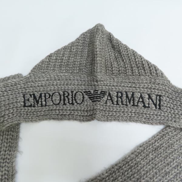 実際に弊社で買取させて頂いたEMPORIO ARMANI/エンポリオアルマーニ ニット帽子マフラー グレー フード×マフラーの画像 1枚目
