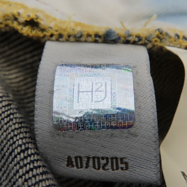 実際に弊社で買取させて頂いたHYDROGEN/ハイドロゲン スカルボタンフライ ダメージ加工 ストレッチデニムパンツ 063005/33の画像 4枚目