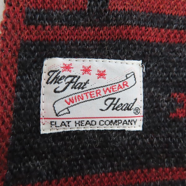 実際に弊社で買取させて頂いたTHE FLAT HEAD/フラットヘッド ネイティブ柄 フリンジ マフラー レッドの画像 1枚目