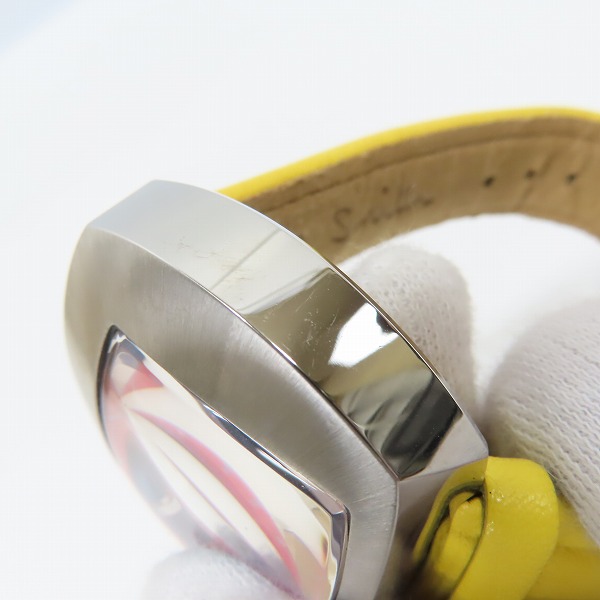 実際に弊社で買取させて頂いたPaul Smith/ポールスミス AUTOMATATIC 自動巻き スクエア文字盤 アナログ腕時計 シルバー/イエロー/6628-664639の画像 4枚目