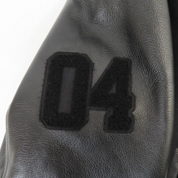 実際に弊社で買取させて頂いたCALEE/キャリー SUPPLTY スタジャン レザー 袖切り替え ブラック/L の画像 7枚目