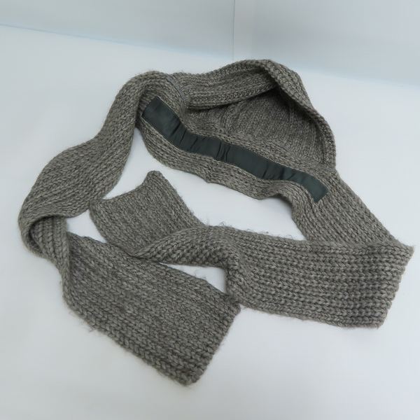 実際に弊社で買取させて頂いたEMPORIO ARMANI/エンポリオアルマーニ ニット帽子マフラー グレー フード×マフラーの画像 5枚目