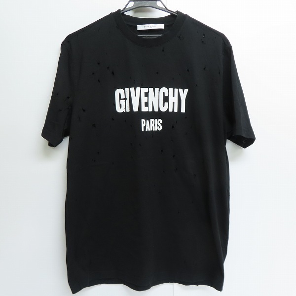 実際に弊社で買取させて頂いた【JPタグ】GIVENCHY/ジバンシィ デストロイ加工ロゴプリント半袖Tシャツ BW700D3015/XS