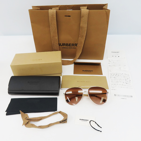 実際に弊社で買取させて頂いたBURBERRY/バーバリー ティアドロップサングラス チェック B3113の画像 9枚目