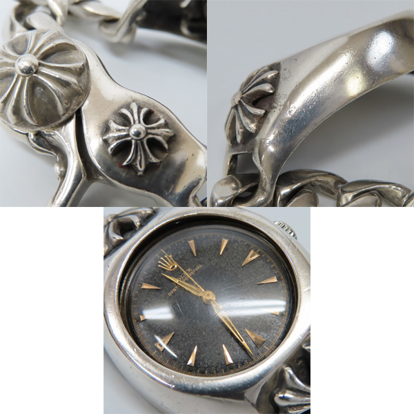実際に弊社で買取させて頂いたCHROME HEARTS×ROLEX/クロムハーツ×ロレックス オイスターパーペチュアル クラシックリンク ウォッチケースの画像 7枚目