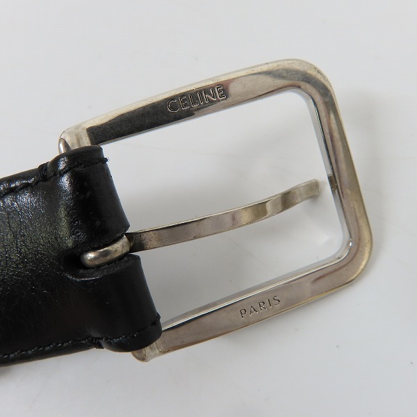 実際に弊社で買取させて頂いたCELINE/セリーヌ スクエアバックル ベルト スムースカーフスキン ブラック 45AGT3A01.38SI.80の画像 3枚目