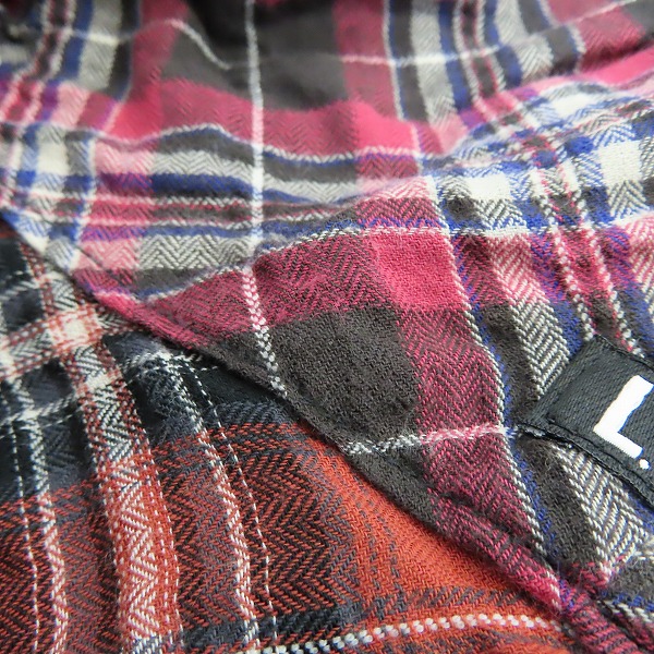 実際に弊社で買取させて頂いたLGB/ルグランブルー SHIRT-G/PK/M ダメージ加工 チェック柄 長袖シャツ 6516HC/0の画像 5枚目