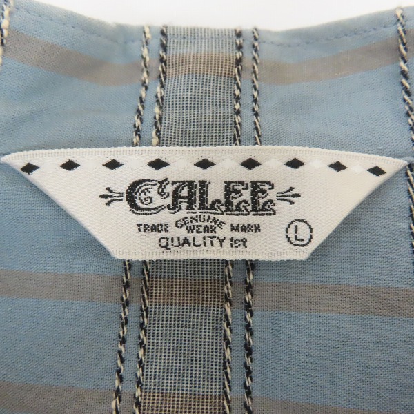 実際に弊社で買取させて頂いたCALEE/キャリー 刺繍ボーダー×チェック オープンカラーシャツ/Lの画像 2枚目
