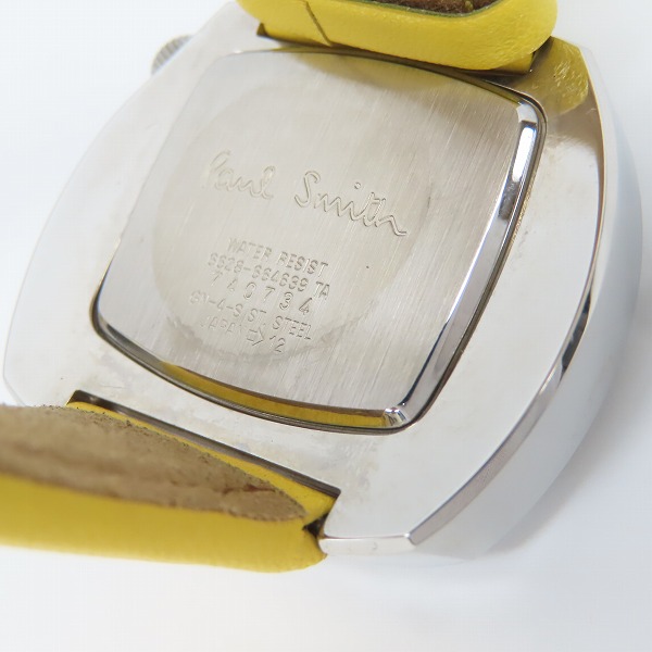 実際に弊社で買取させて頂いたPaul Smith/ポールスミス AUTOMATATIC 自動巻き スクエア文字盤 アナログ腕時計 シルバー/イエロー/6628-664639の画像 3枚目