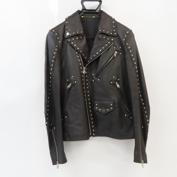 実際に弊社で買取させて頂いたPaul Smith /ポールスミス 17AW ラムレザー スタッズダブルライダースジャケット PF-MN-61127/M