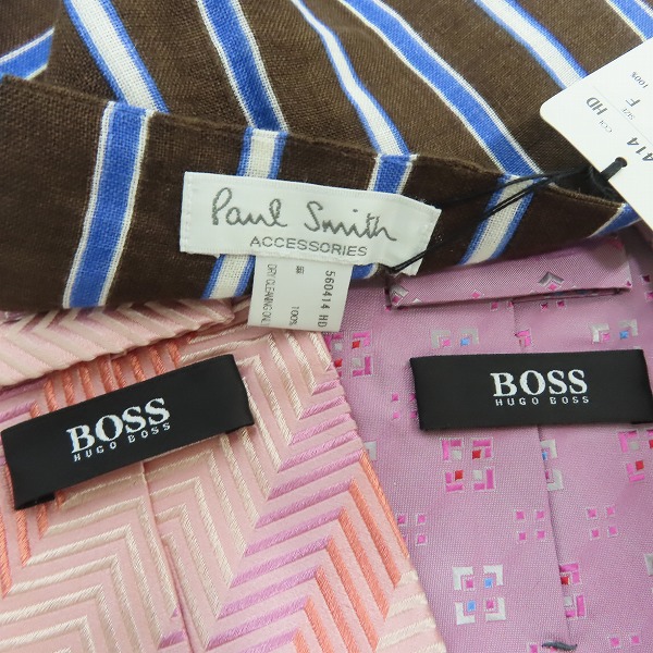 実際に弊社で買取させて頂いた【未使用含む】Paul Smith/ポールスミス HUGO BOSS/ヒューゴボス ストール/ネクタイ 3点セットの画像 1枚目
