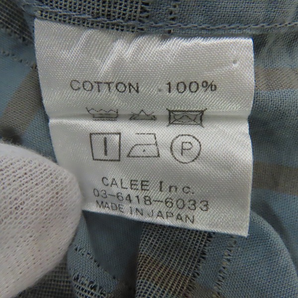 実際に弊社で買取させて頂いたCALEE/キャリー 刺繍ボーダー×チェック オープンカラーシャツ/Lの画像 3枚目