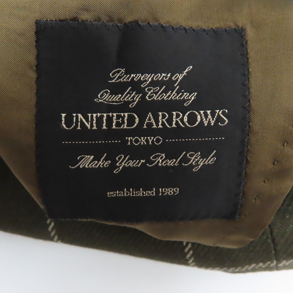 実際に弊社で買取させて頂いたUNITED ARROWS/ユナイテッドアローズ UADT ウィンドウペイン 3Bコンフォート/ウールテーラードジャケット 1122-110-5311/44の画像 2枚目