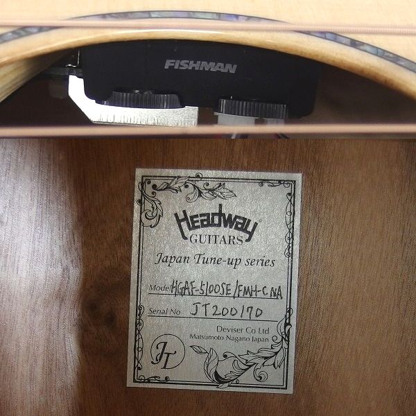 実際に弊社で買取させて頂いた★【難有り】Headway/ヘッドウェイ HGAF-5100SE/FMY-C NA エレアコ/アコースティックギター ギグケース付の画像 5枚目