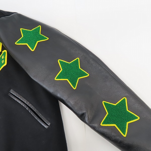 実際に弊社で買取させて頂いたCALEE/キャリー SUPPLTY スタジャン 東京ワッペン レザー 袖切り替え ブラック/L の画像 6枚目