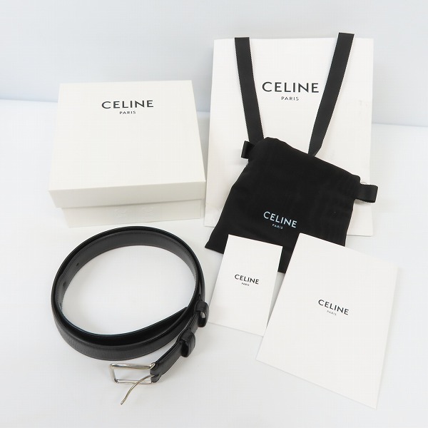 実際に弊社で買取させて頂いたCELINE/セリーヌ スクエアバックル ベルト スムースカーフスキン ブラック 45AGT3A01.38SI.80の画像 9枚目