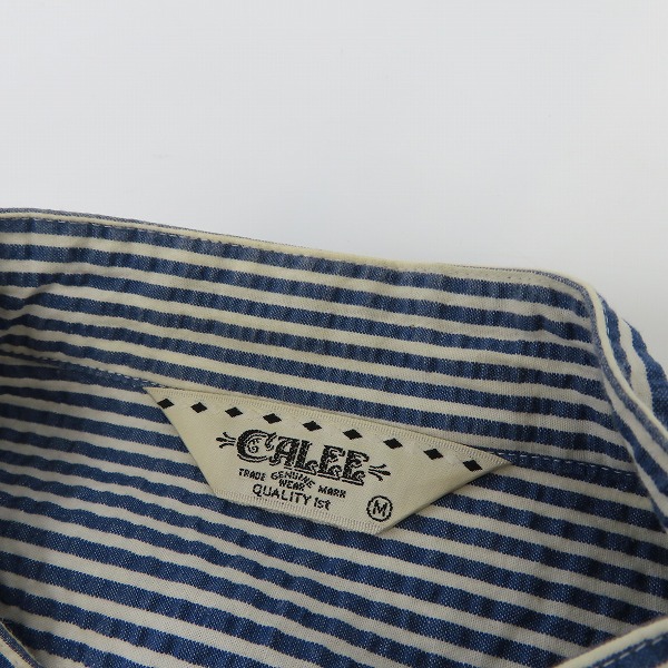 実際に弊社で買取させて頂いたCALEE/キャリー バンドカラー ストライプ 長袖シャツ /Mの画像 5枚目