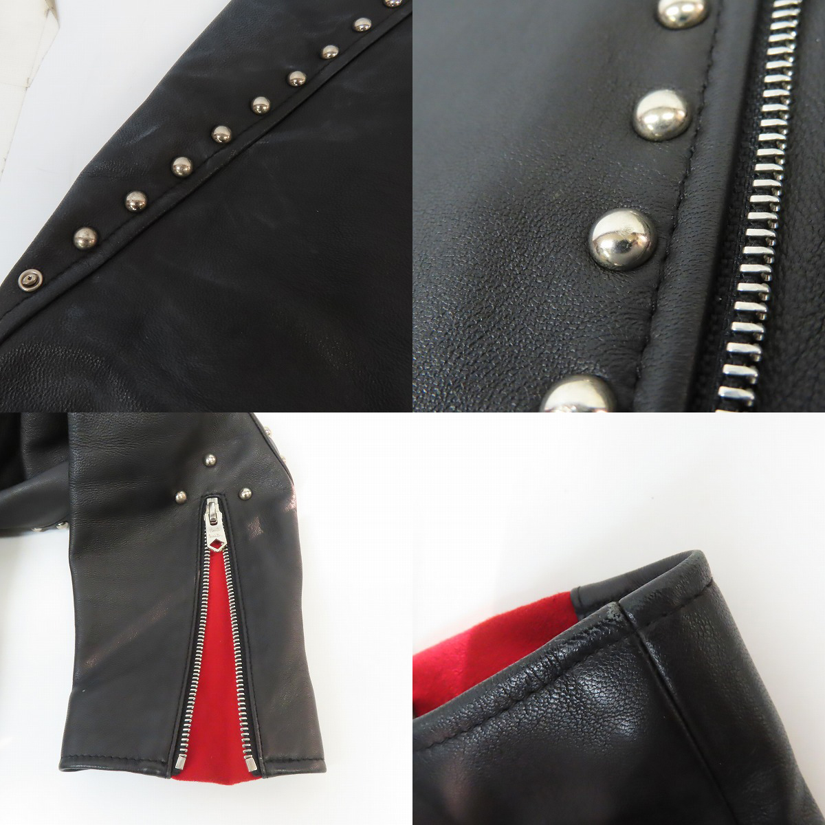 実際に弊社で買取させて頂いたPaul Smith /ポールスミス 17AW ラムレザー スタッズダブルライダースジャケット PF-MN-61127/Mの画像 7枚目