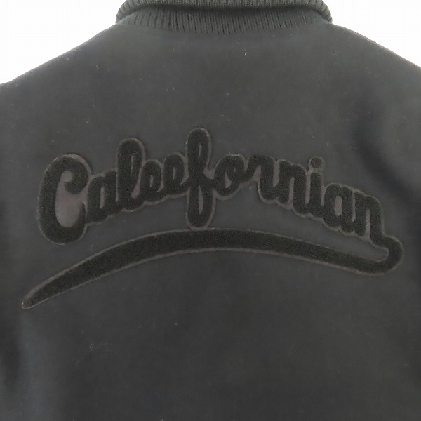 実際に弊社で買取させて頂いたCALEE/キャリー SUPPLTY スタジャン レザー 袖切り替え ブラック/L の画像 6枚目