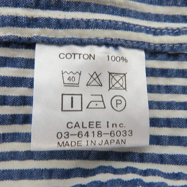 実際に弊社で買取させて頂いたCALEE/キャリー バンドカラー ストライプ 長袖シャツ /Mの画像 3枚目