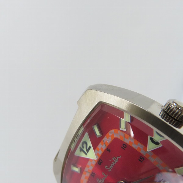 実際に弊社で買取させて頂いたPaul Smith/ポールスミス AUTOMATATIC 自動巻き アナログ腕時計/8220-824709 レッドの画像 5枚目