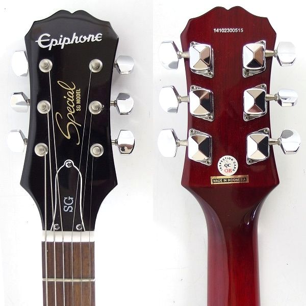 実際に弊社で買取させて頂いた★Epiphone/エピフォン SG Special チェリー ボルトオンネック エレキギター ソフトケース付の画像 3枚目