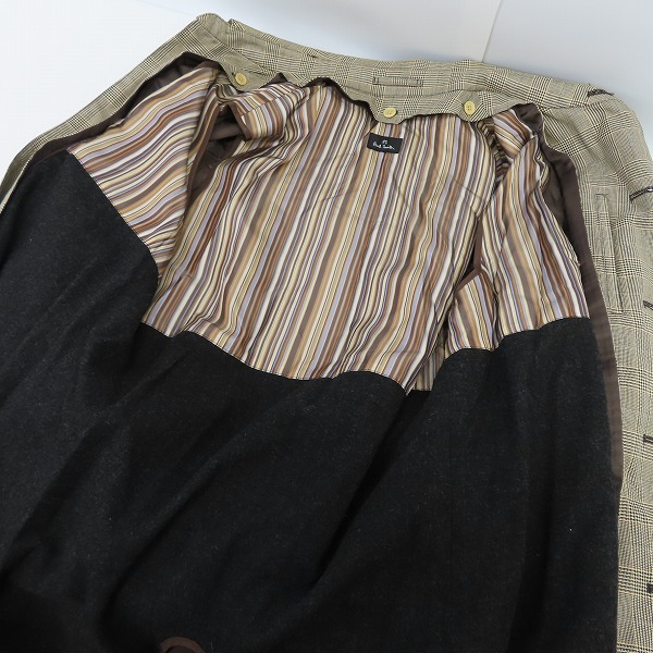 実際に弊社で買取させて頂いたPaulSmith/ポールスミス ガンクラブチェック柄 トレンチコート/Lの画像 7枚目